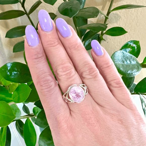 #029 Heirloom Pink Kunzanite Sterling Silver Ring Size 9 - Picture 2 of 5